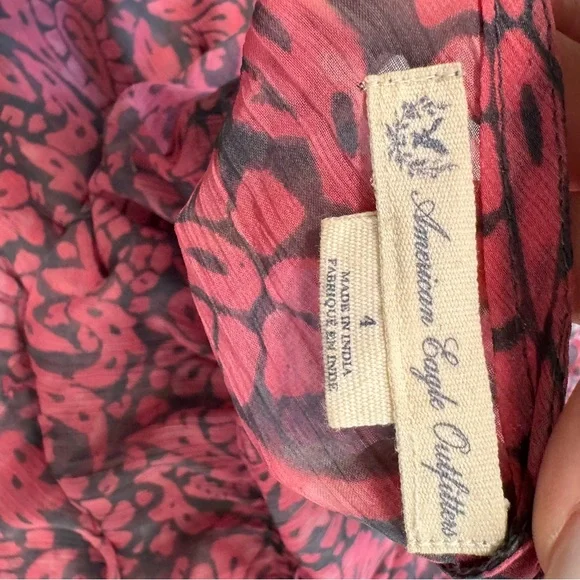 AMerican Eagle Outfitters Womens Sz 4 Boho Sheer Tiered Dress Ruffle - Picture 6 of 8